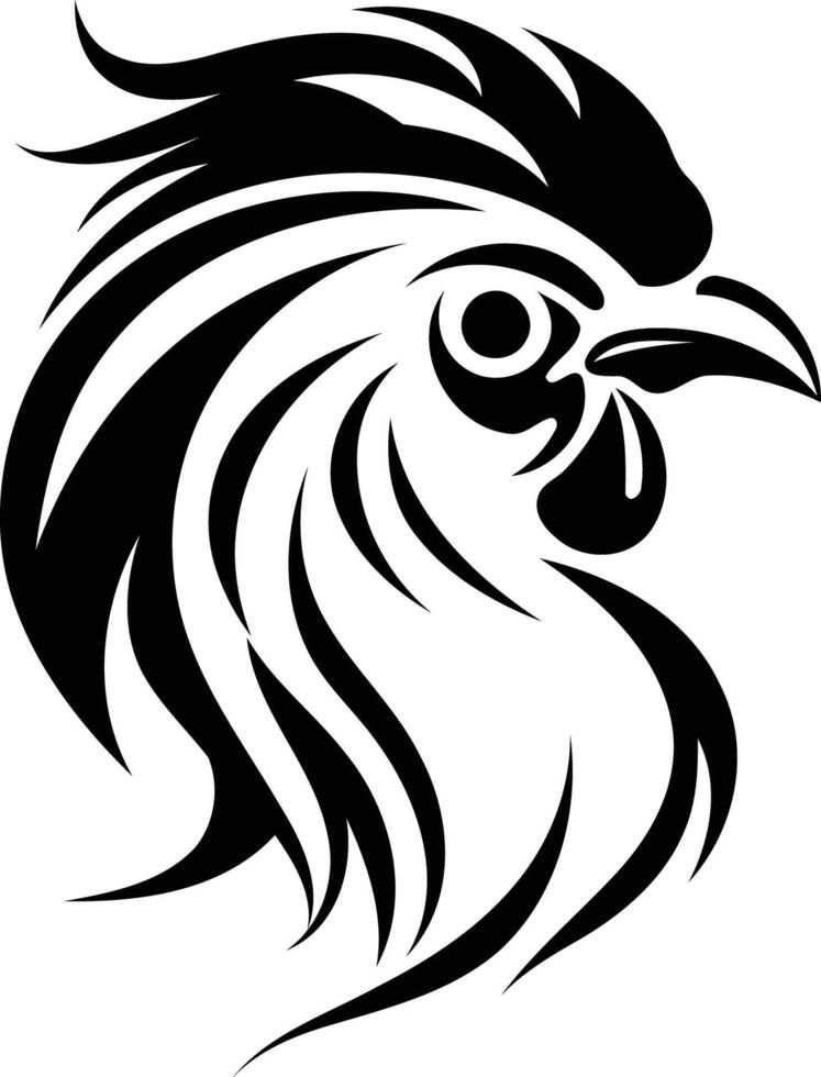 Rooster head tattoo design vector