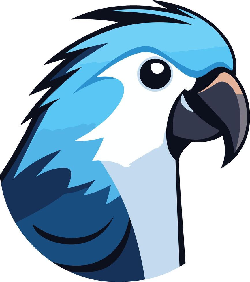 A blue and white parrot head with a white background vector
