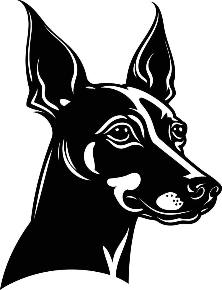 A black and white dog head with a long tail vector