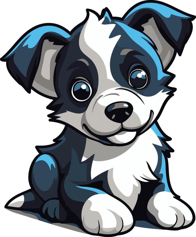 A cartoon blue and white dog sitting down vector