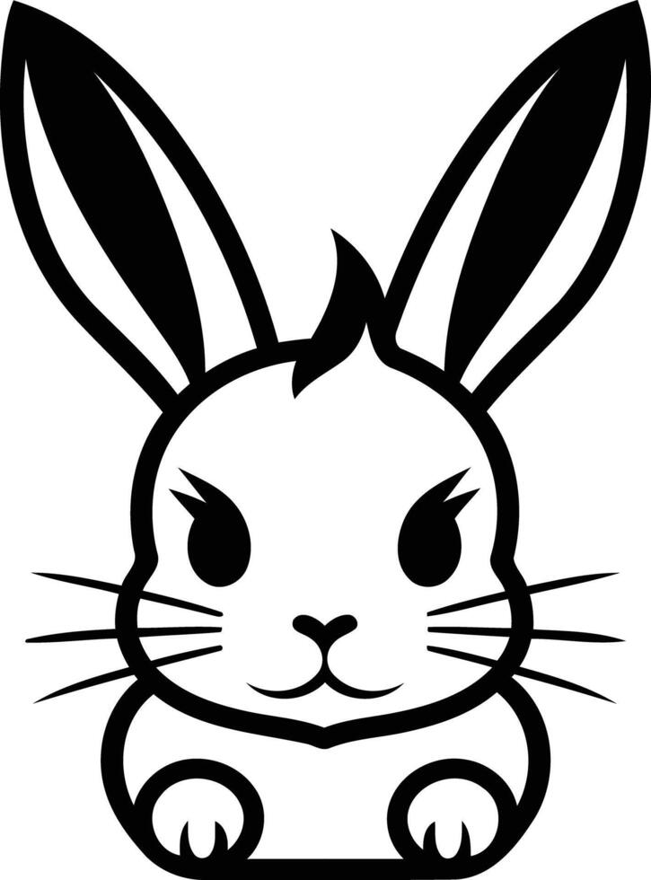 A black and white bunny with ears vector