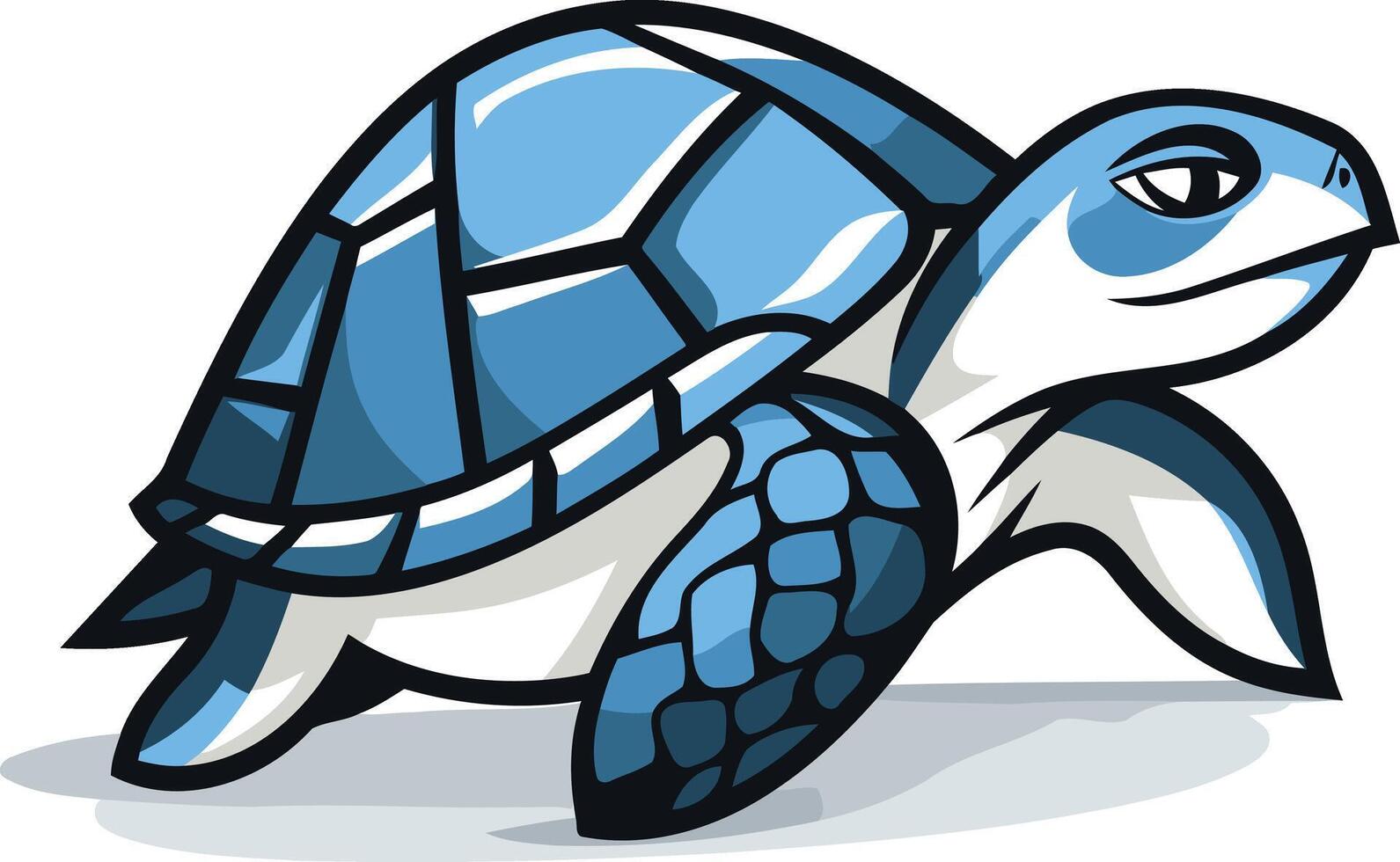 A cartoon turtle with blue and white stripes vector