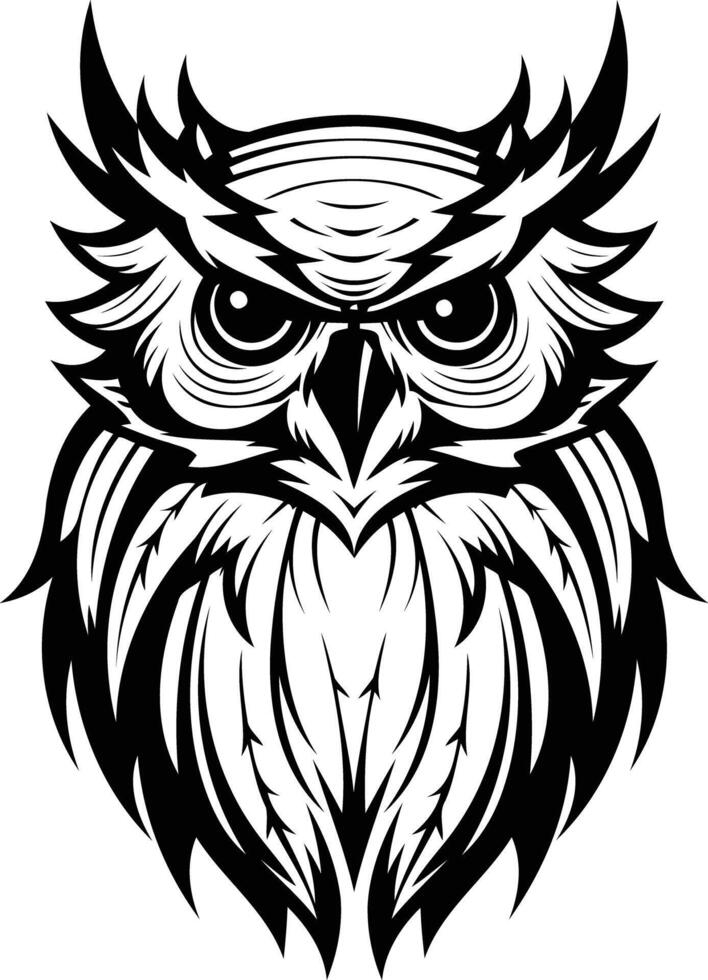 An owl head with a black and white design vector