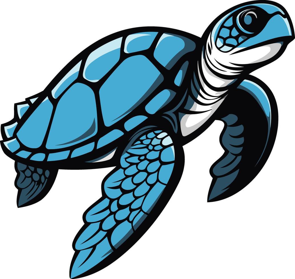 A blue turtle with a white background vector