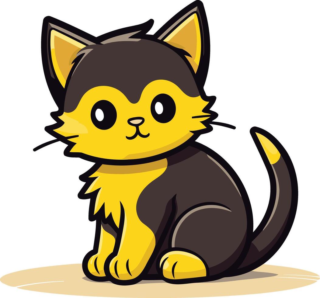 A cartoon cat with yellow and black fur vector