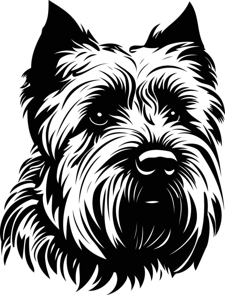 A black and white drawing of a scottish terrier vector