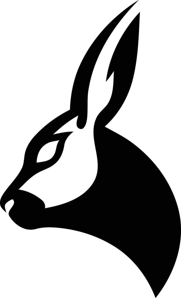 A black and white silhouette of a rabbit head vector