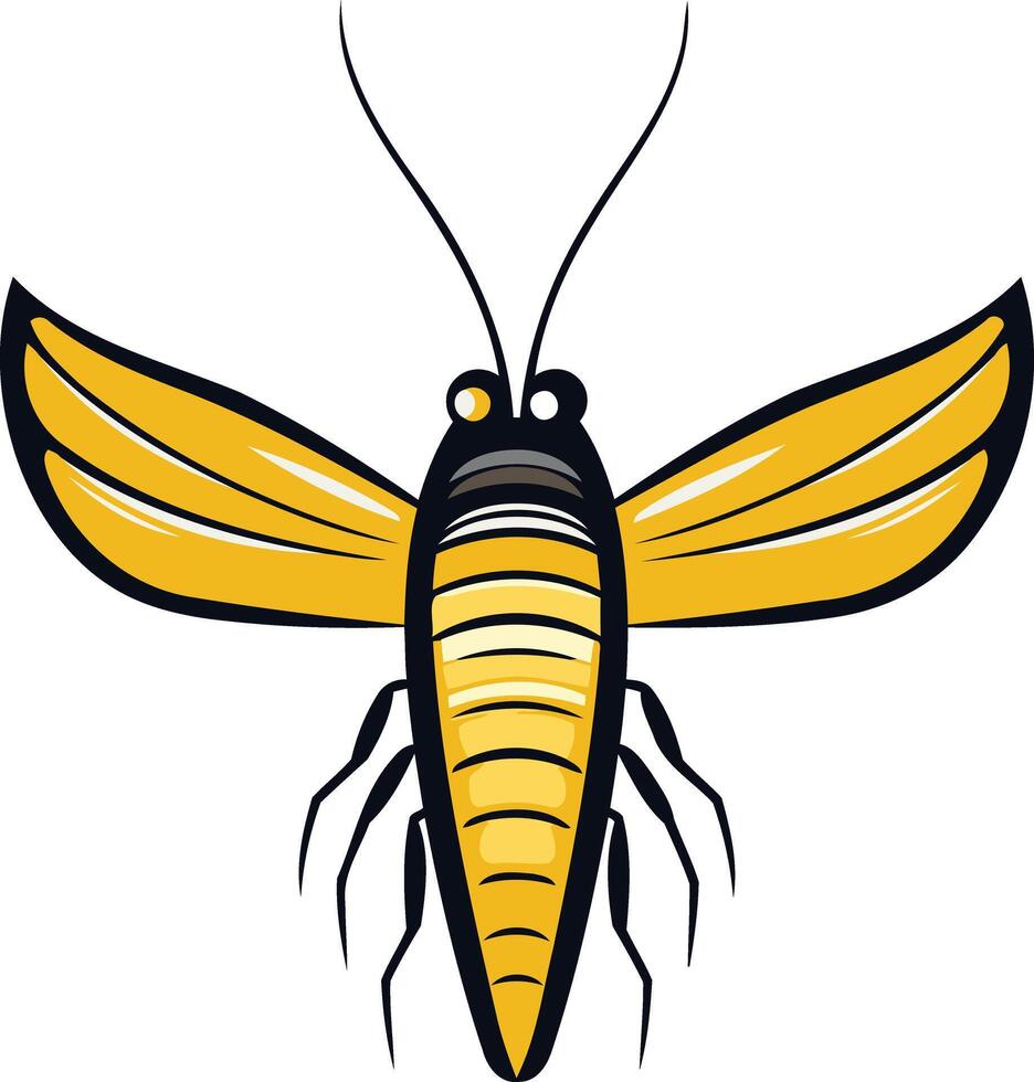 A yellow and black bug with wings vector