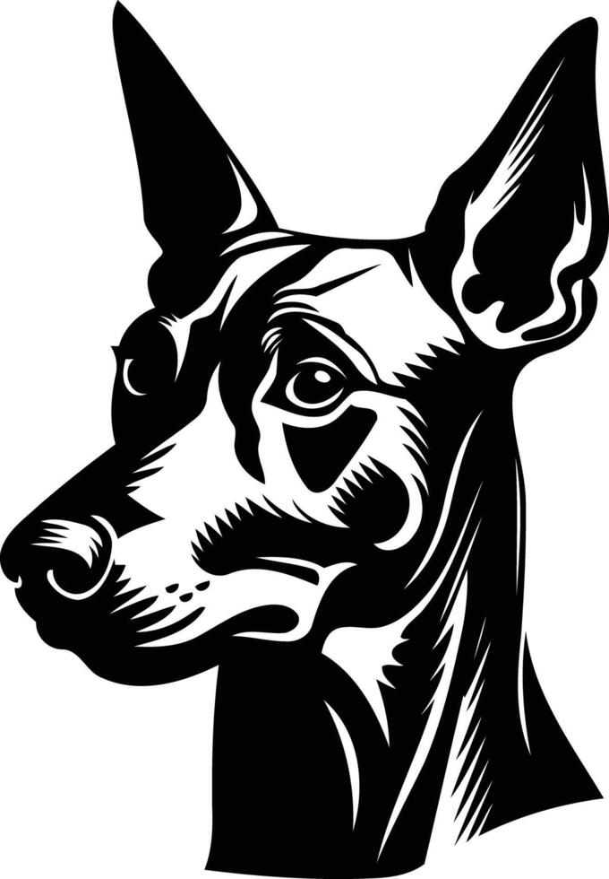 A black and white drawing of a dog's head vector
