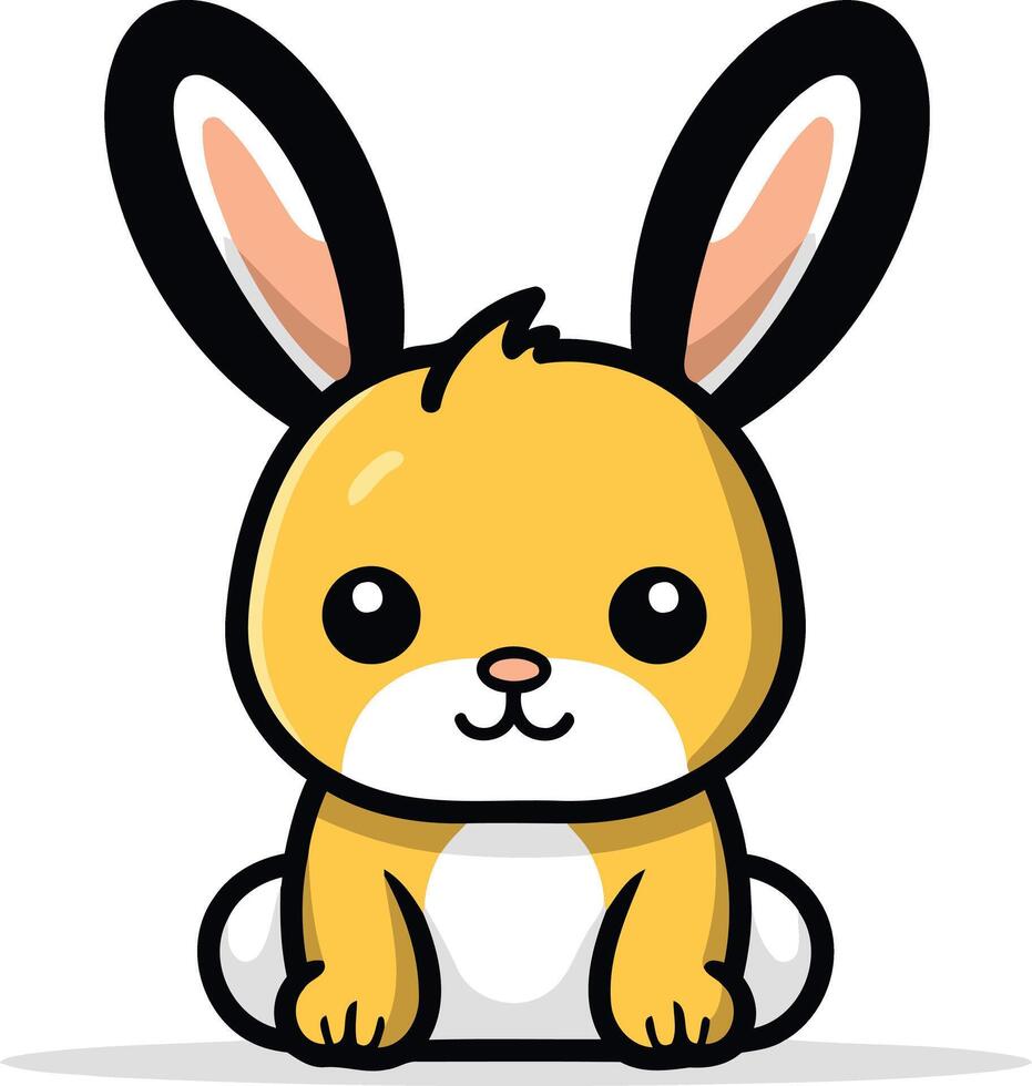 A cartoon rabbit sitting down with its ears down vector