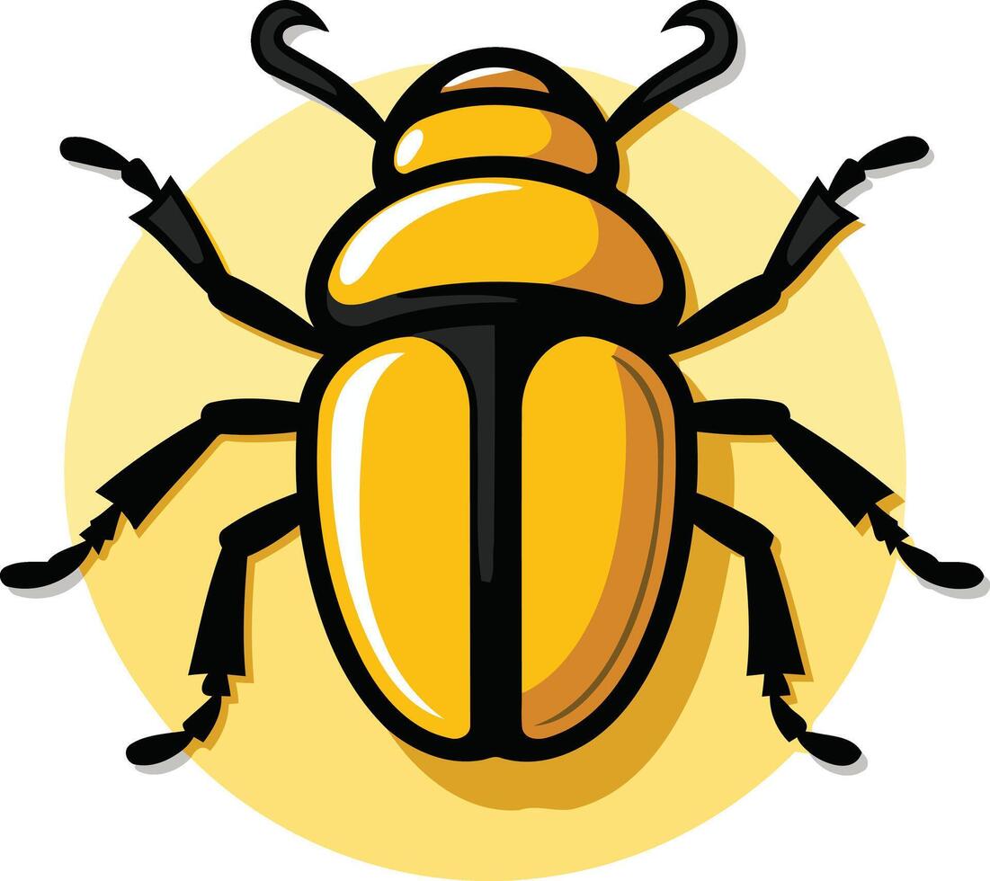 A beetle with black and yellow markings on its back vector