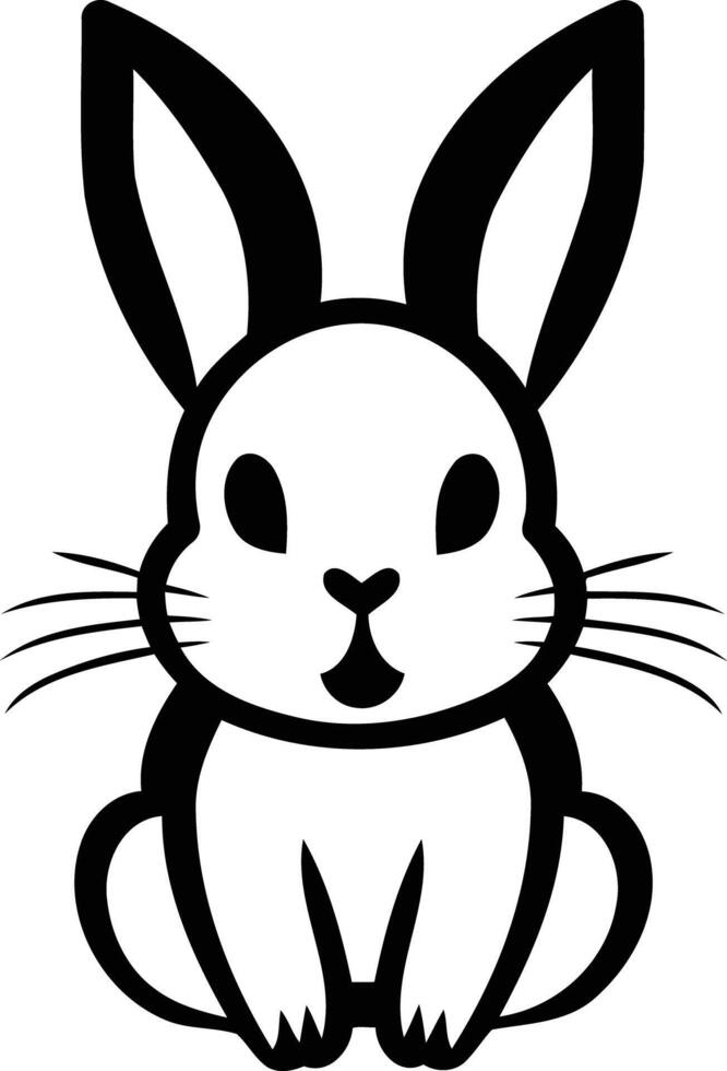 A black and white bunny sitting on a white background vector