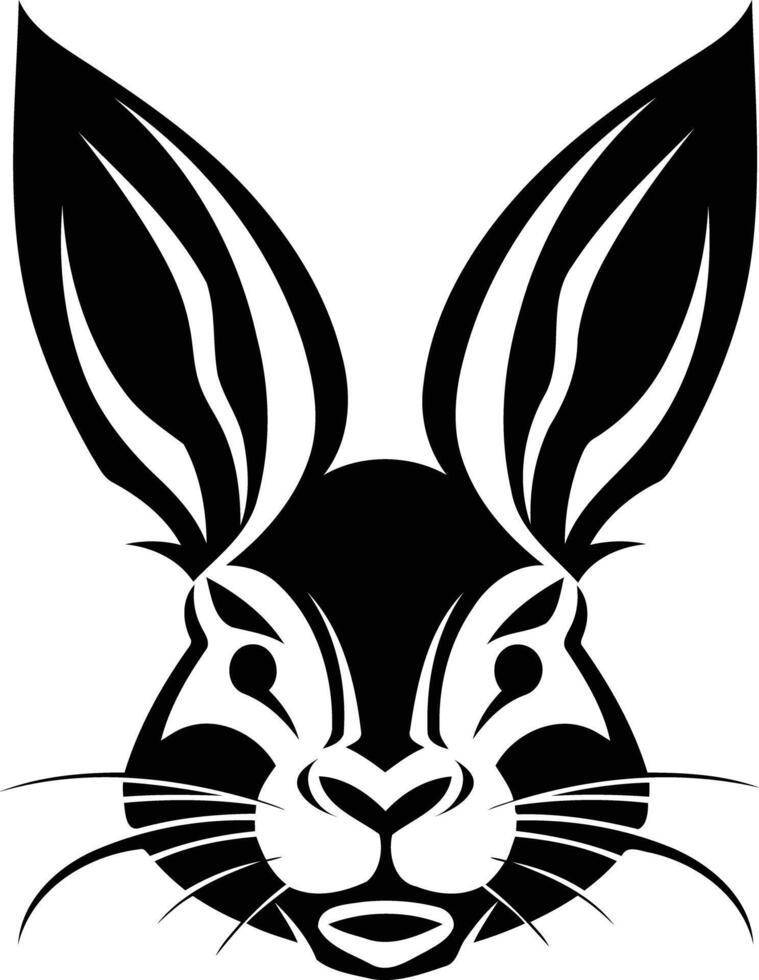 A black and white rabbit head with large ears vector