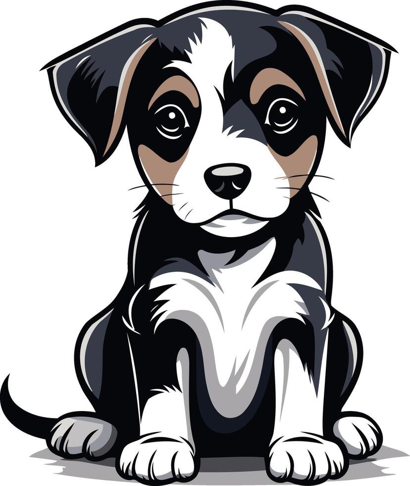 A cartoon dog sitting down on a white background vector