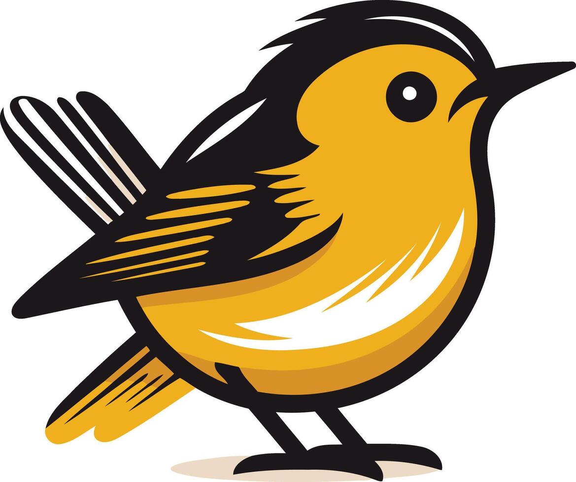 A yellow bird with black beak and black tail vector
