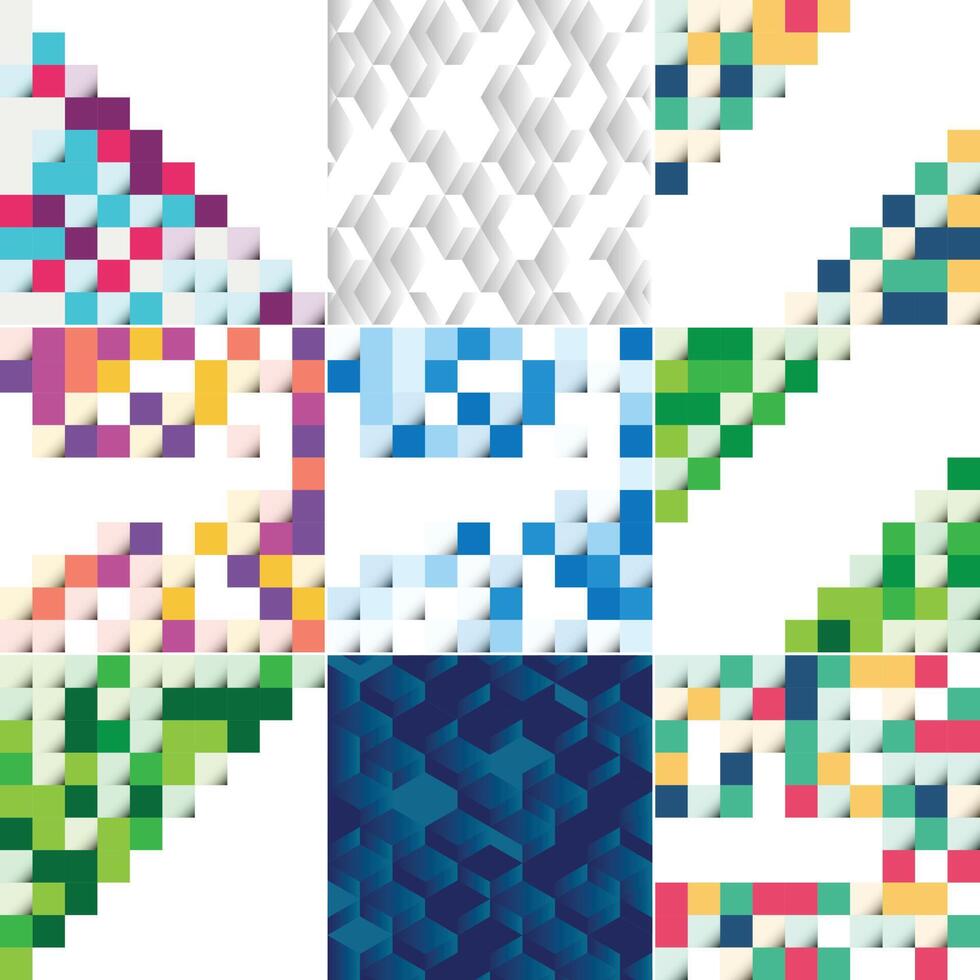 A set of colorful geometric patterns vector