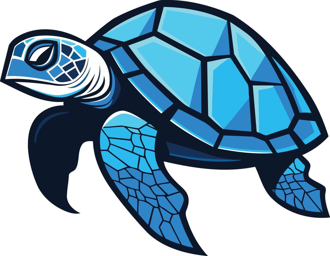 A turtle with blue skin and black eyes vector