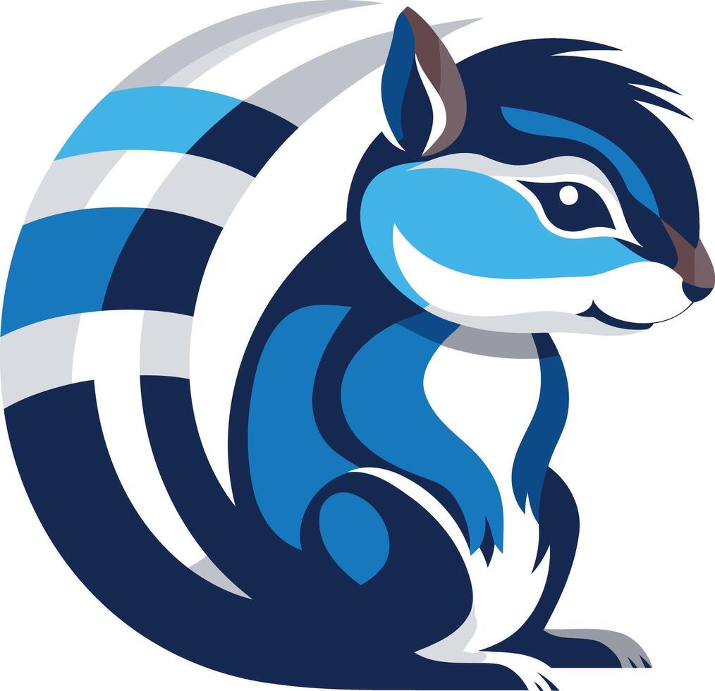 A blue squirrel with a white and blue striped tail vector