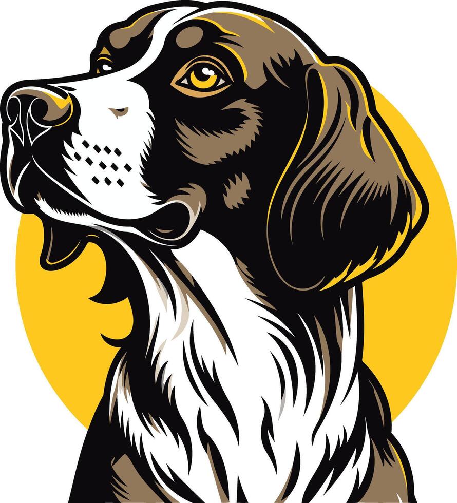 A dog with a yellow circle on it's head vector