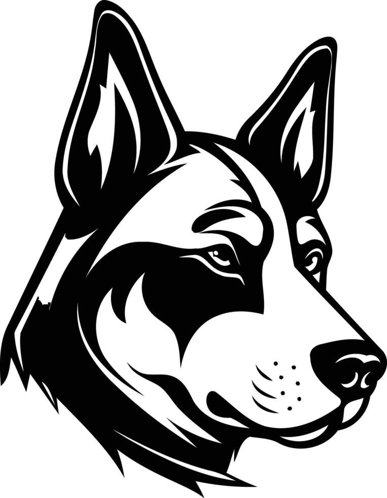 A black and white dog head with a large nose vector