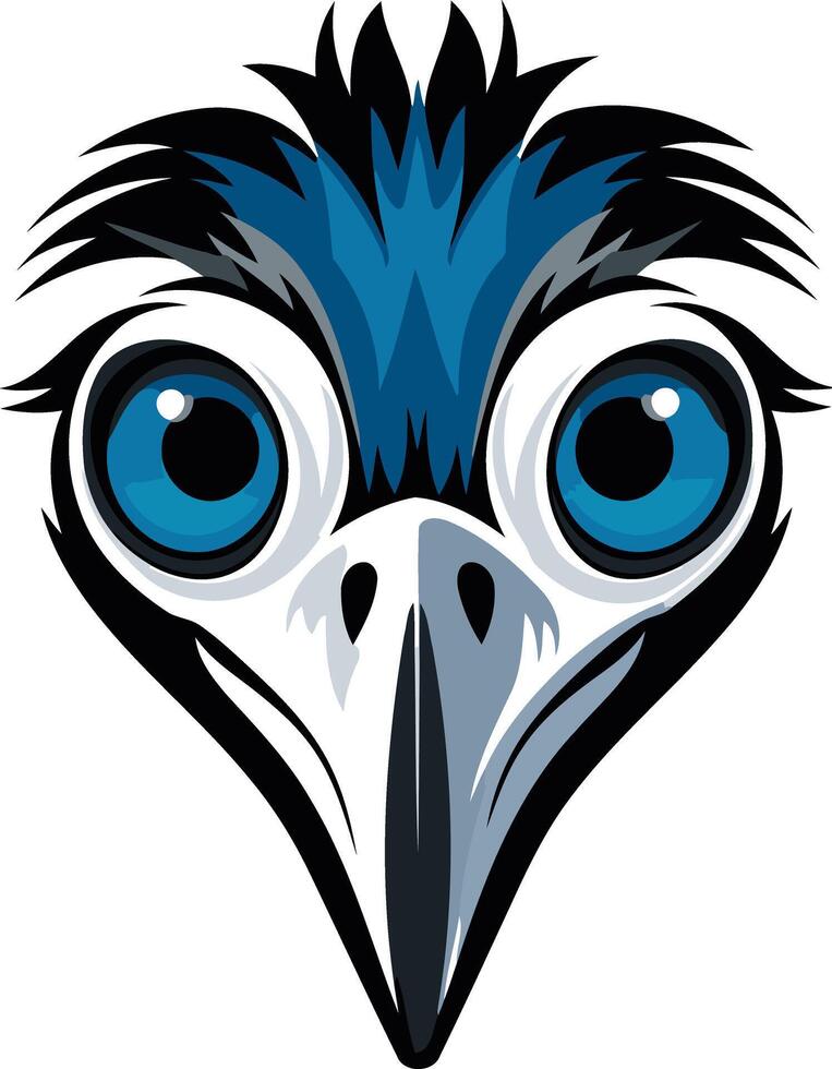 An ostrich head with blue eyes vector