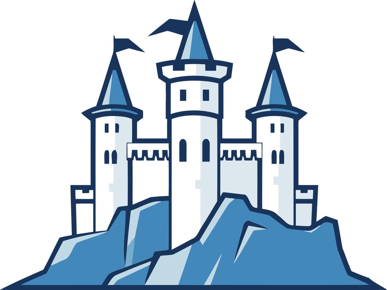 Fantasy castle on the hill vector
