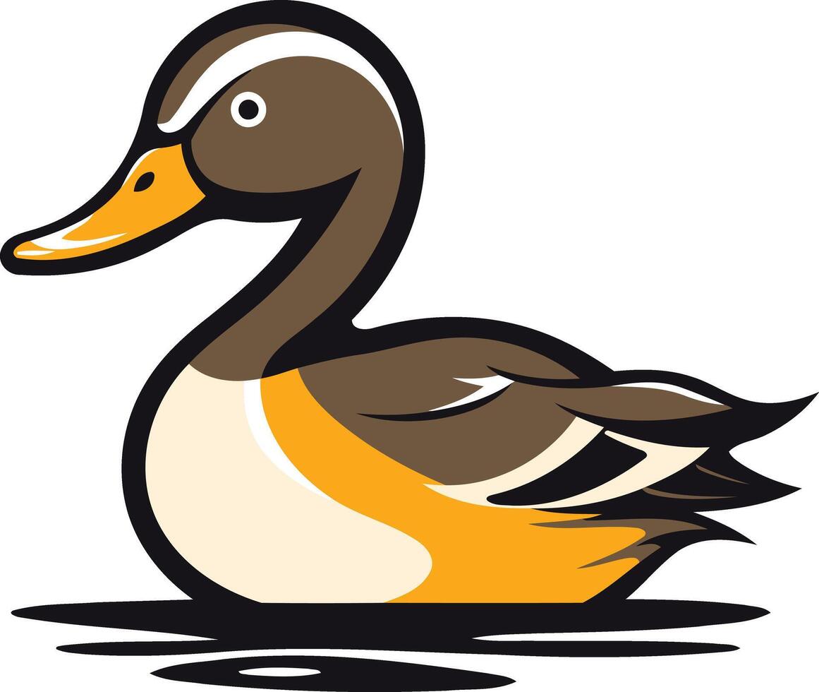A duck with a yellow beak and brown body vector