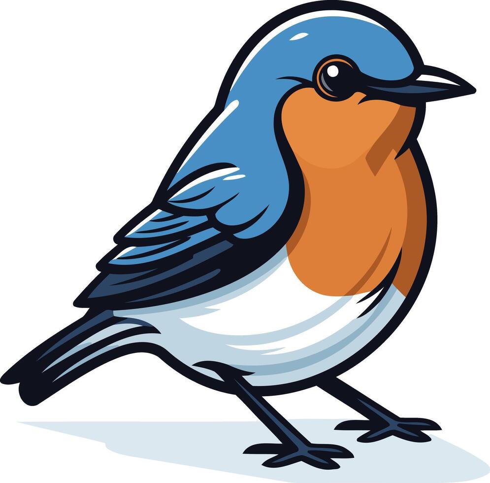 A cartoon blue and orange bird with a white background vector