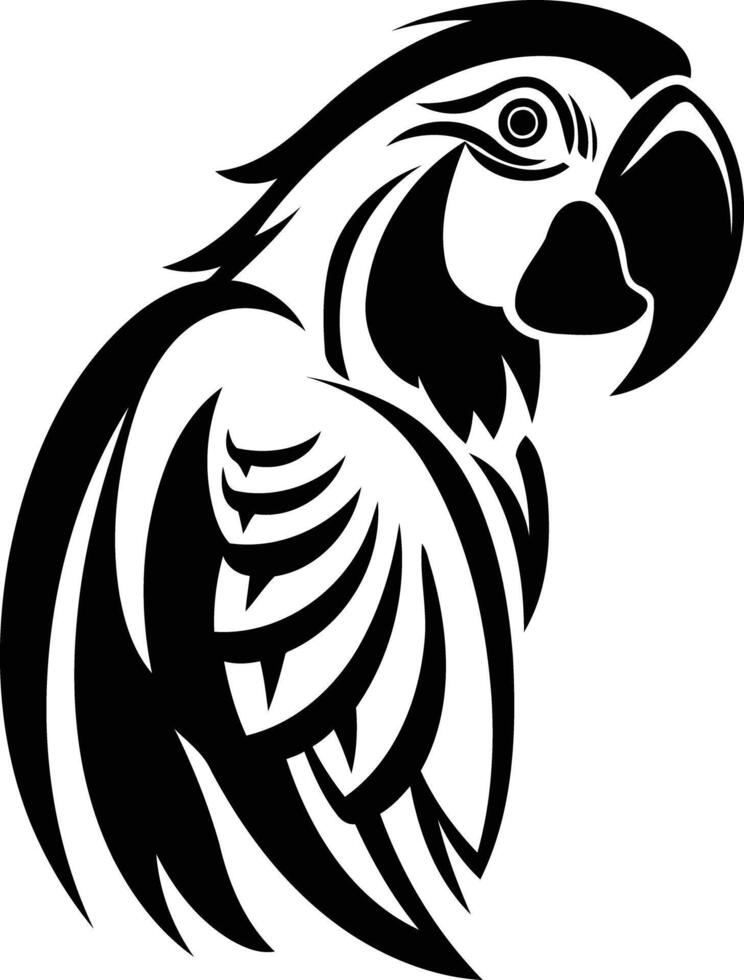 A parrot head with black and white coloring vector