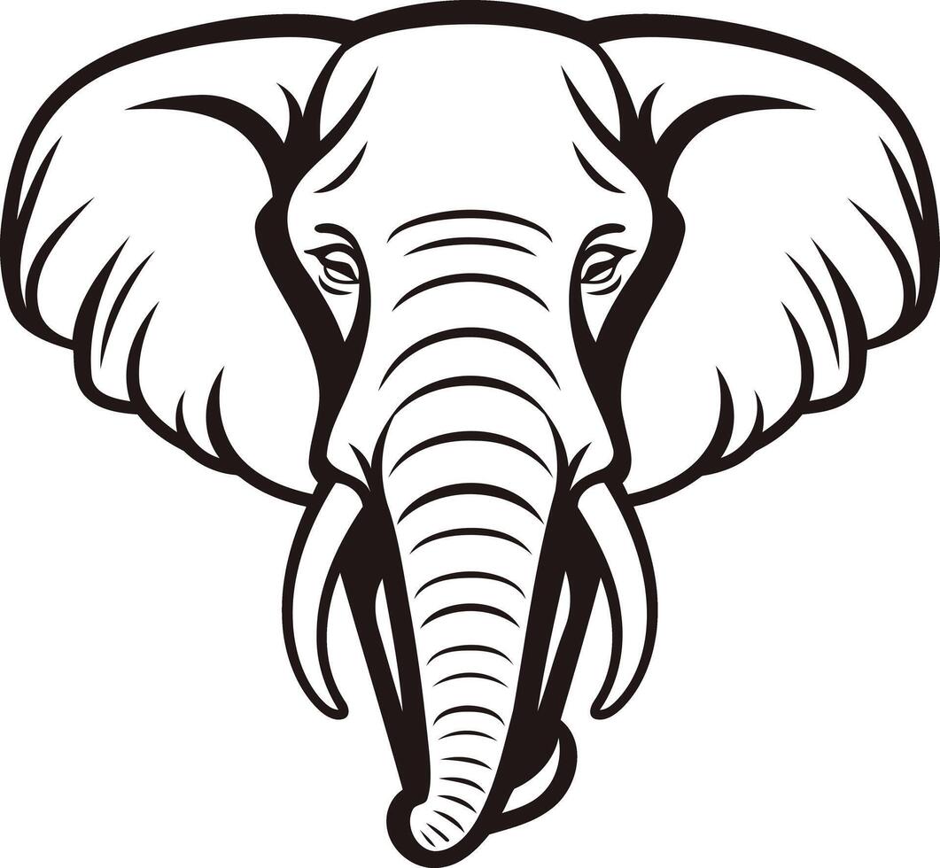 An elephant head with tusks on a white background vector