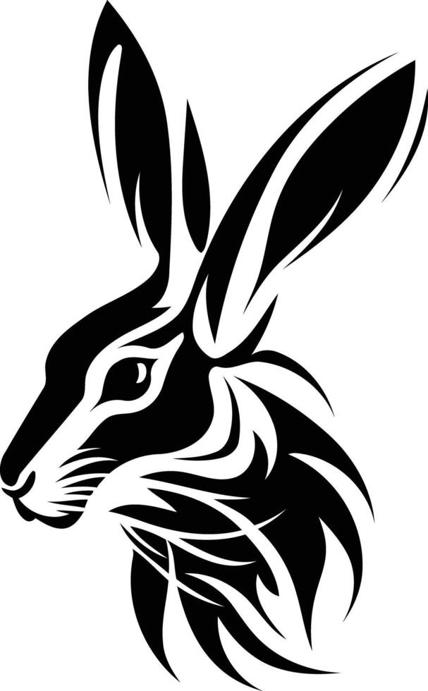 A black and white hare head with long ears vector