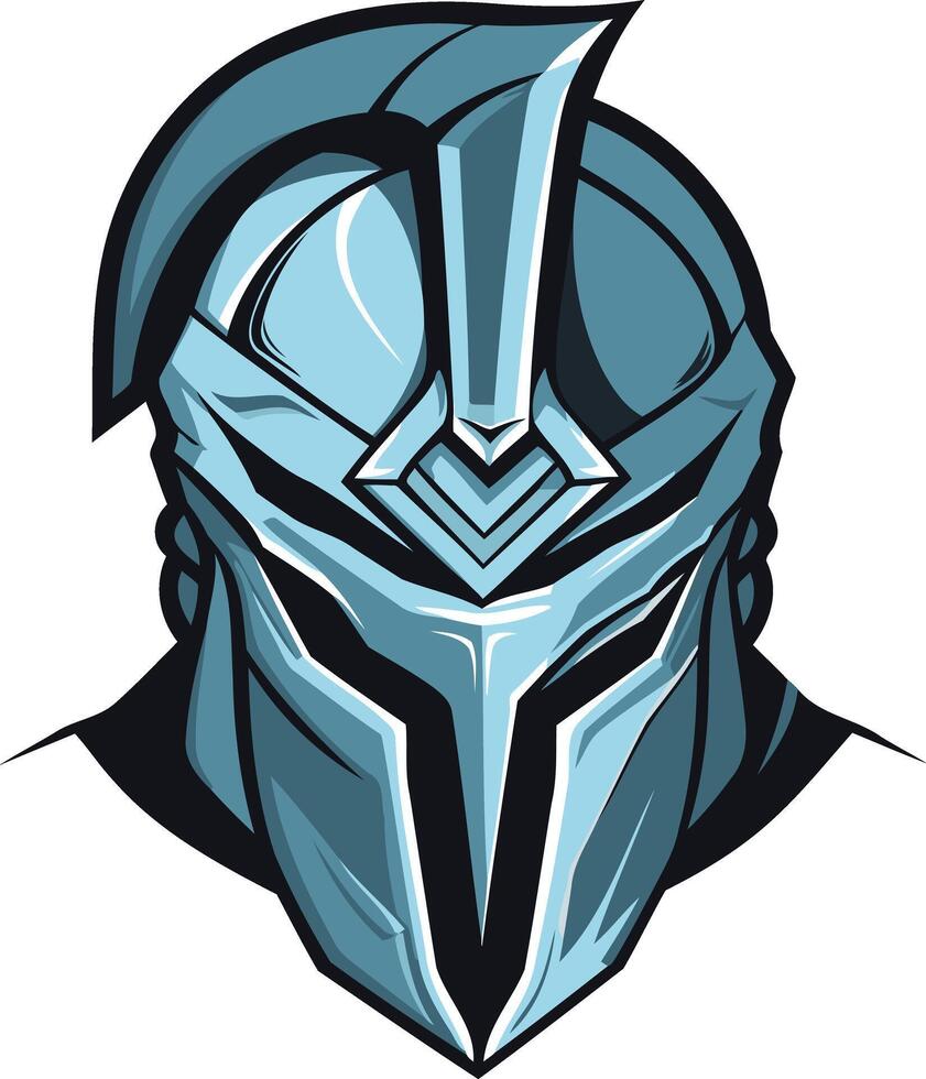A blue helmet with a sword on it vector
