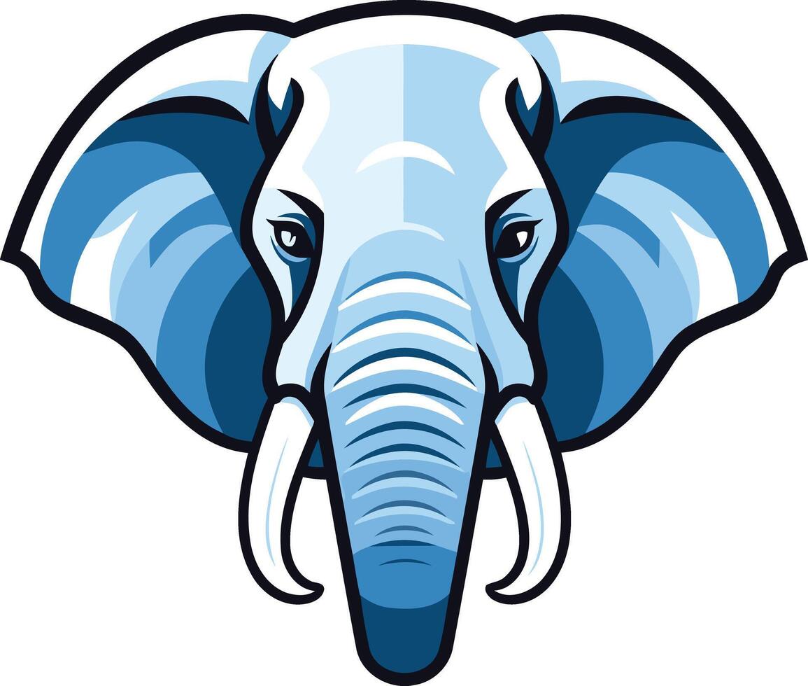 An elephant head with tusks and a blue background vector
