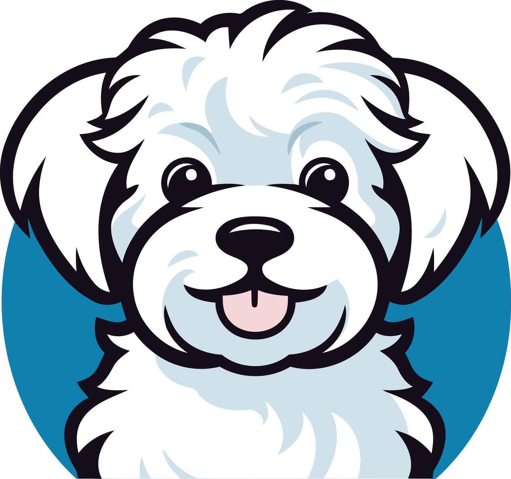 A white dog with blue eyes and a blue circle vector