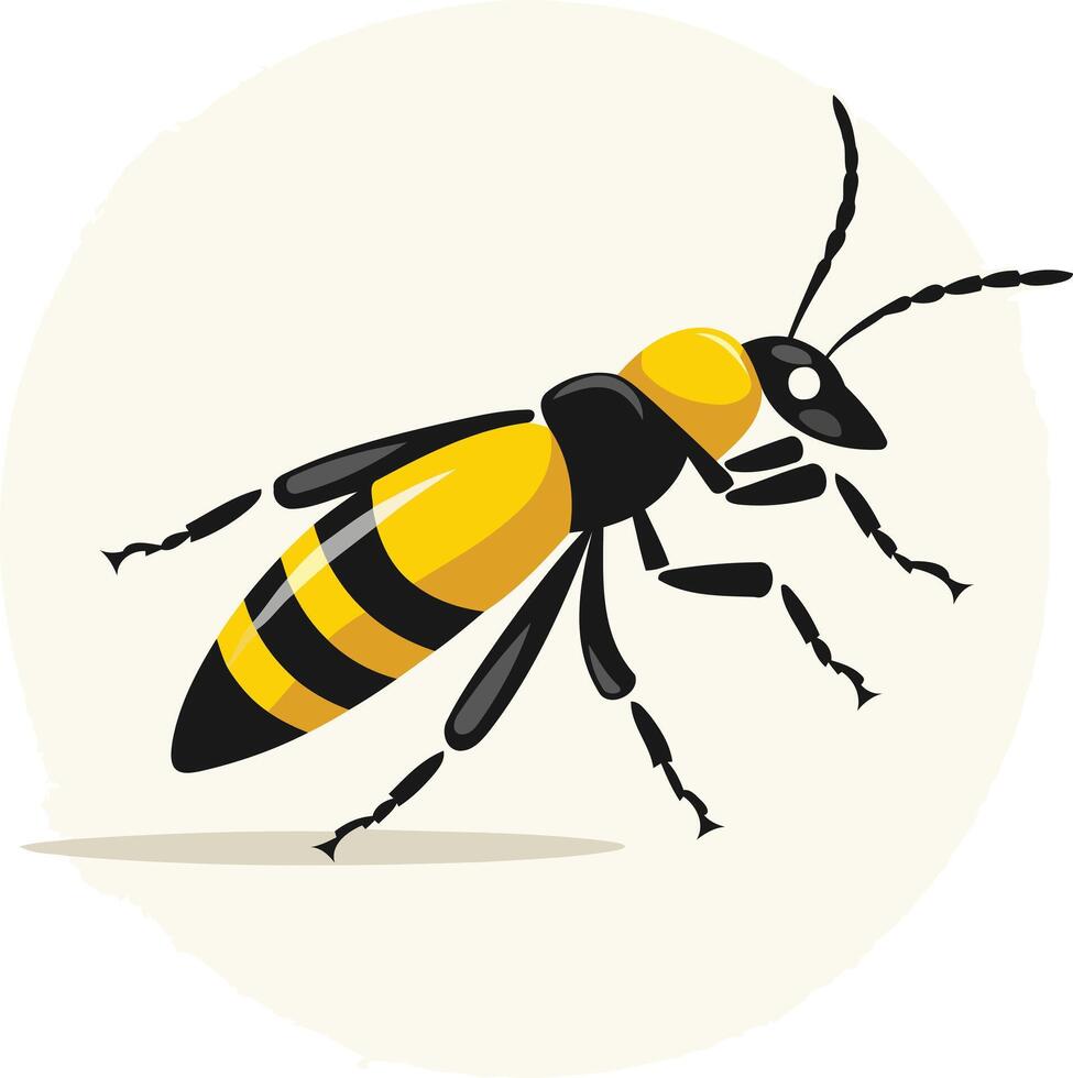 A yellow and black bug with black stripes vector