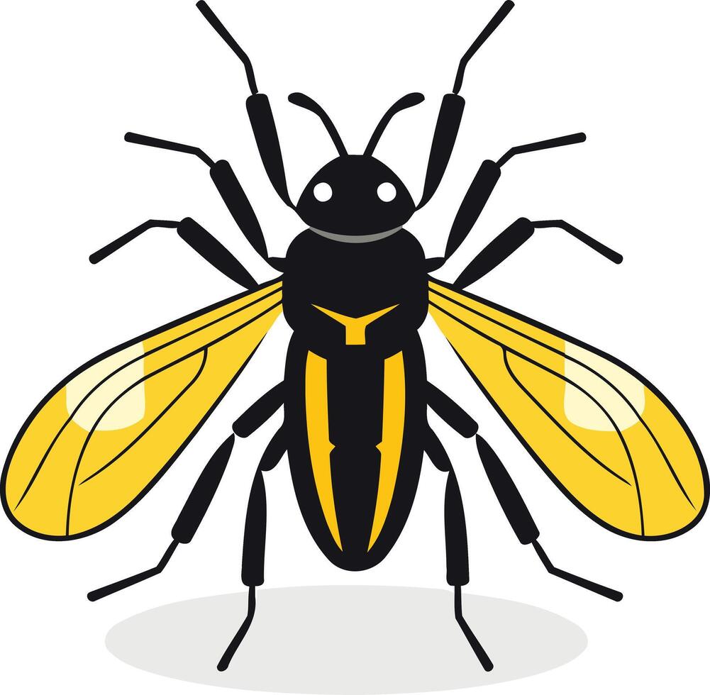 A black and yellow insect with yellow wings vector