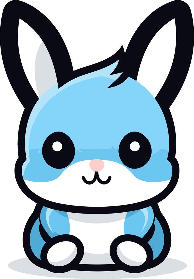 A cartoon blue bunny with black ears vector