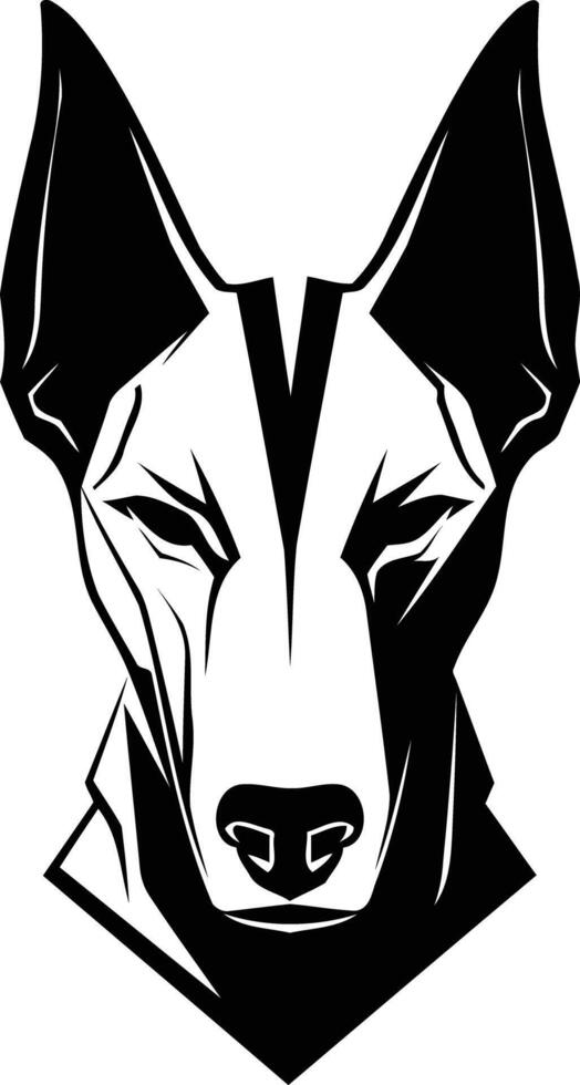 A black and white illustration of a dog's head vector