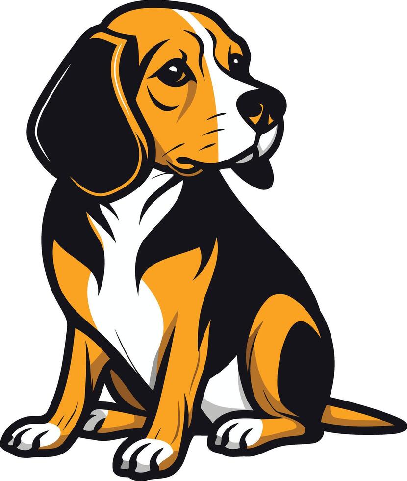 A beagle dog sitting down on a white background vector