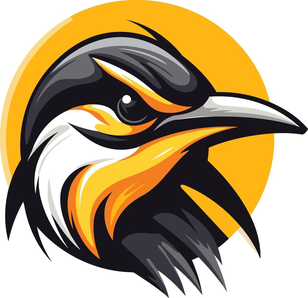 A black and yellow bird head with a yellow beak vector