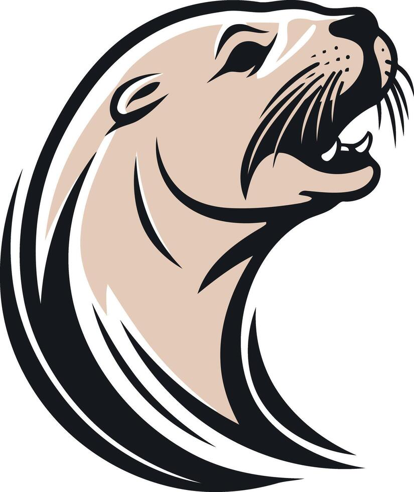 A sea lion head with its mouth open vector