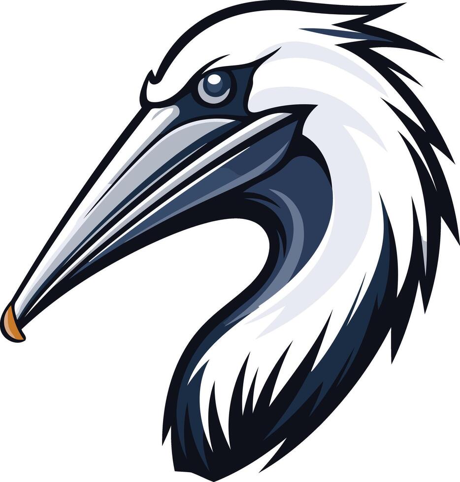 A pelican head with a long beak vector