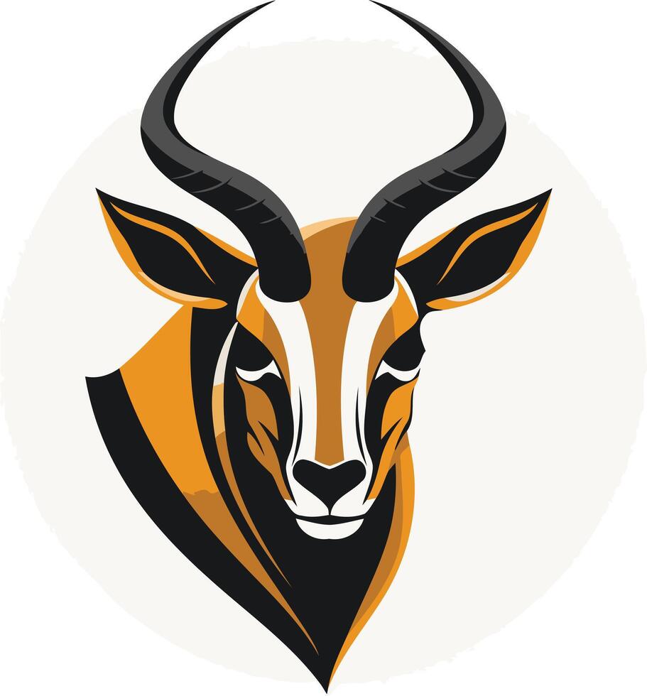 An orange and black antelope head with long horns vector