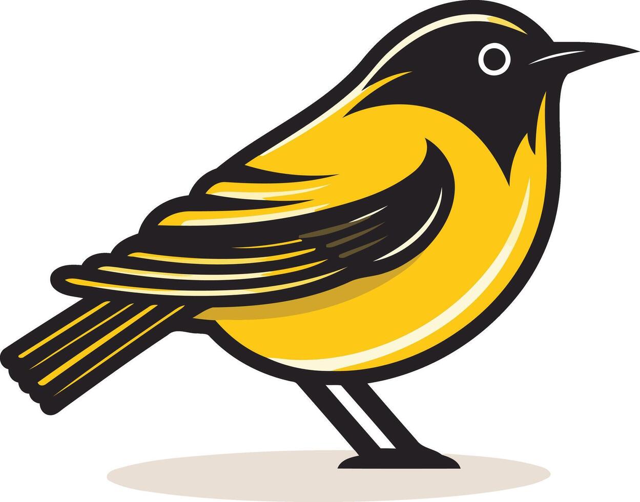 A yellow bird with black beak and black tail vector