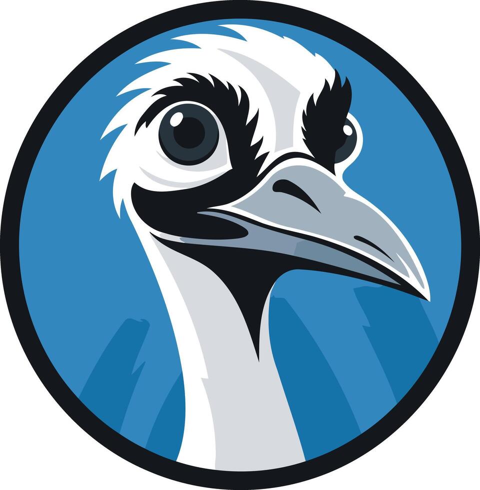An emu head in a blue circle vector