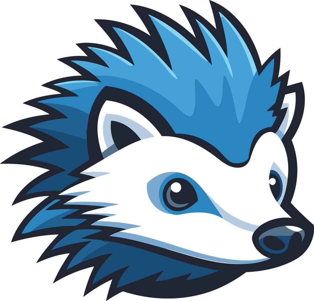A hedgehog head with blue hair vector