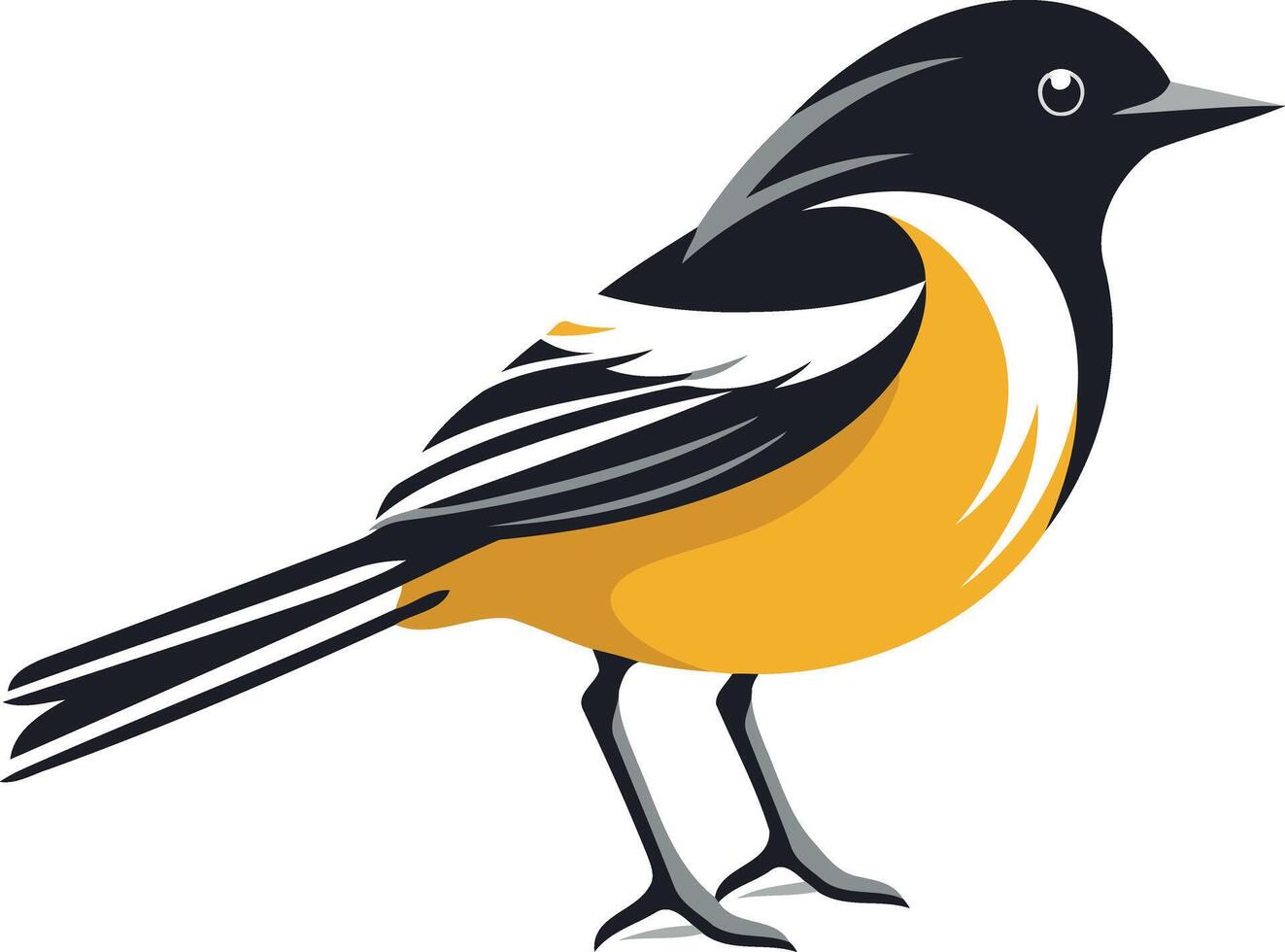 A black and yellow bird with a white beak vector
