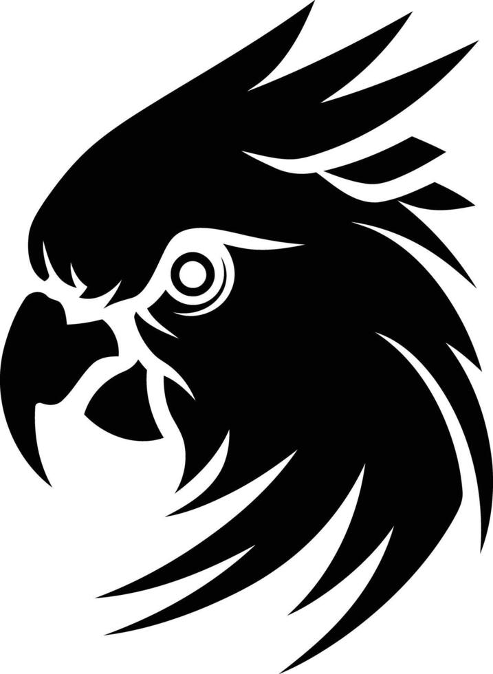 A black and white image of an eagle head vector