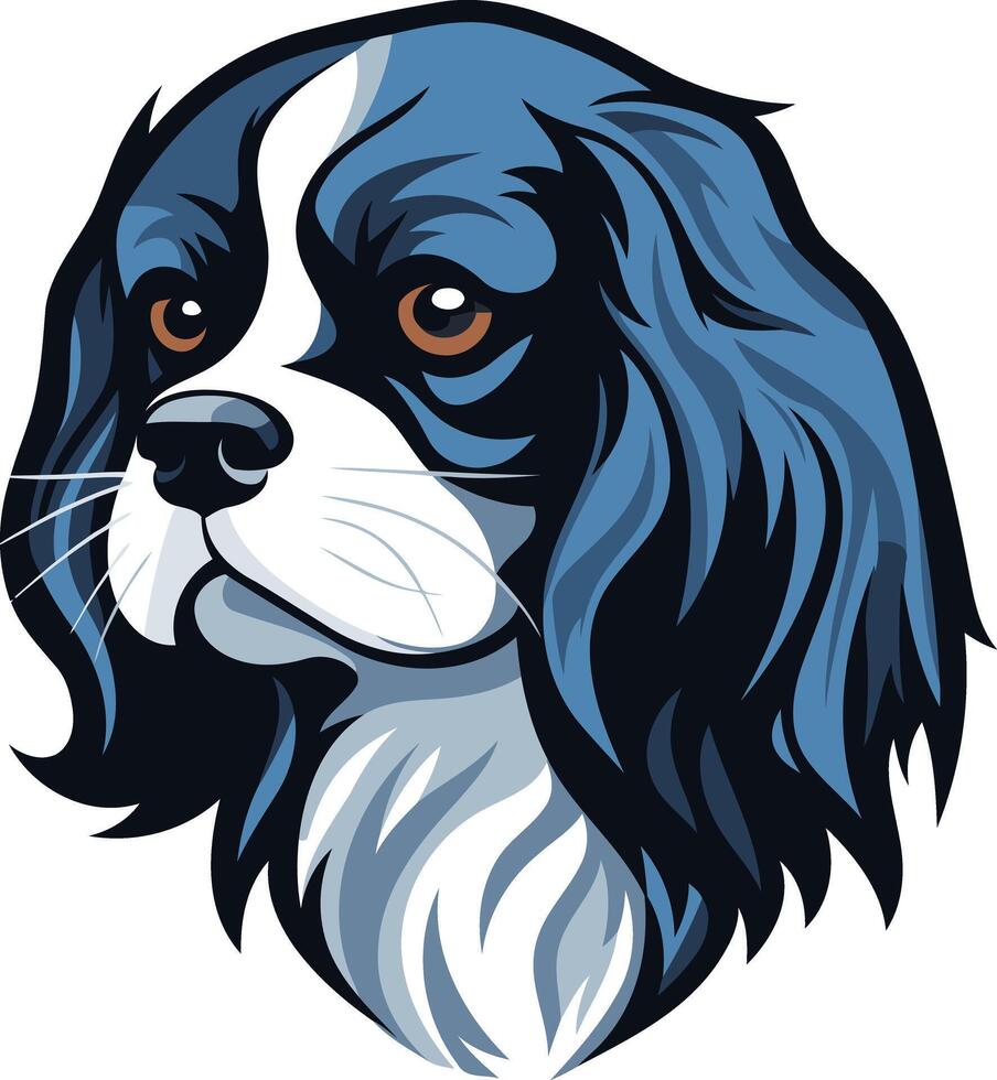 A dog head with a blue and white coat vector