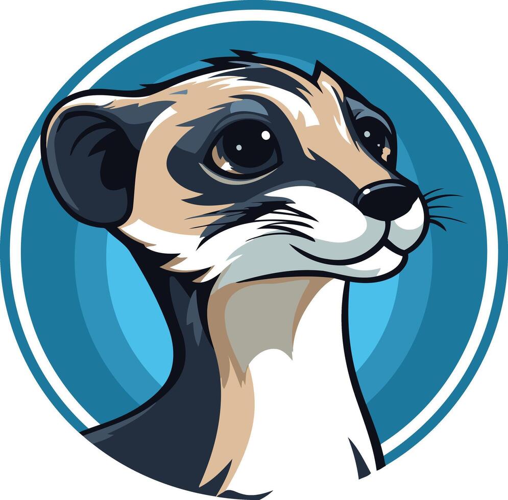 A cartoon meerkat head in a blue circle vector